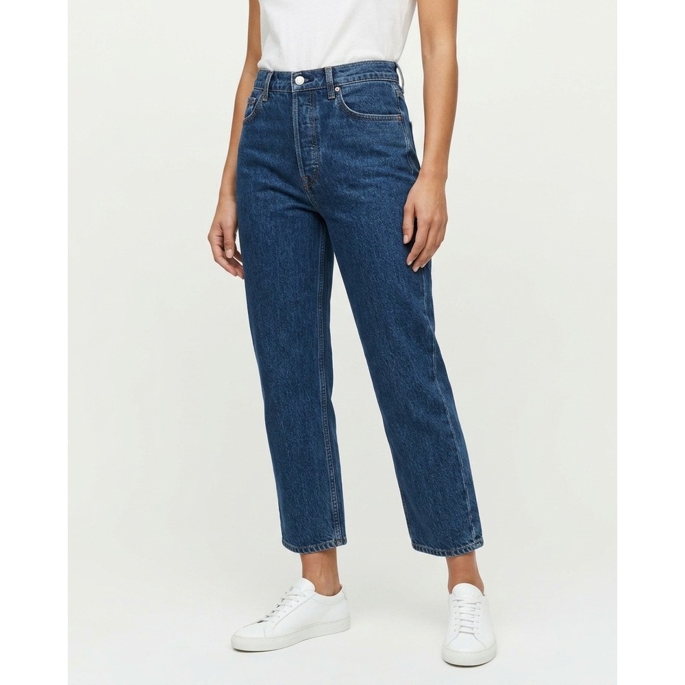 Reformation Cynthia High Rise Straight Cropped Jeans Lanier Blue - 32 Short